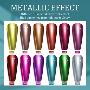 Professional 12-color metallic mirror effect nail polish set with high saturation shine