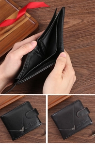 Internal card slots and dual-color leather finish of this business bifold wallet