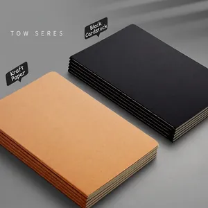 Minimalist B5 Kraft and black cardstock notebooks with stitched binding for students
