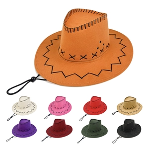 Western Cowboy Hut Wildlederimitat Breite Krempe Retro Sonnenschutz Ritterhut Mit Verstellbarem Windseil Outdoor