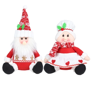 Set de Gnomes de Noël avec Couple de Poupées Chef en Tissu Peluche Rouge et Vert
