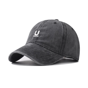 Washed Cotton Baseball Cap Vintage Distressed Letter U Embroidery Adjustable Sun Protection Outdoor Sport Hat Unisex
