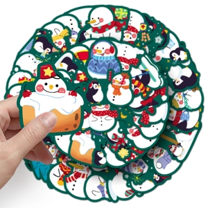 50pcs cute Christmas snowman stickers for laptop luggage DIY decoration set