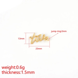 Pendentif LOVE en acier inoxydable doré 23x13mm pour création de bijoux DIY