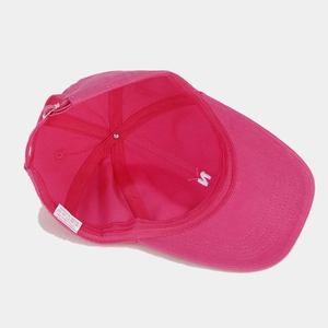 Deep pink cotton baseball cap with soft top and white N letter embroidery detail