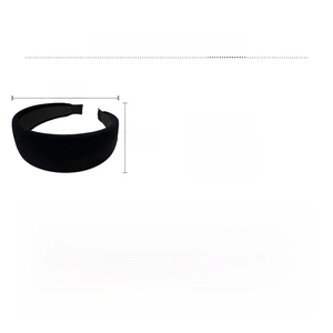 Detailed view of black thick cloth headband with dimensions 16x15cm and 33.7g weight