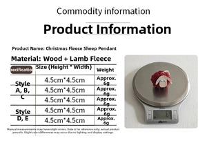 Detailed size chart for handmade wool felt and wood sheep Christmas tree ornaments