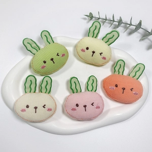 Set of 5 colorful plush corduroy bunny accessories for DIY crafts and brooches