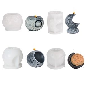 Stampo In Silicone Luna Pianeta Per Creazione Candele DIY Aromaterapia Gesso Pietra Diffusore Design Cratere Texture Realistica