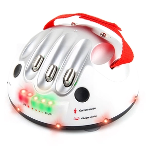Polygraph lie detector with dual vibration and electric shock modes on white background