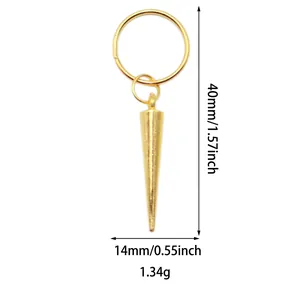 Technical view showing 40mm golden spike pendant dimensions and 1.34g product weight