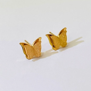 Orecchini a farfalla opachi in acciaio inossidabile oro rosa per donne