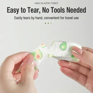Breathable high elastic self-adhesive pet bandage with avocado pattern for dogs