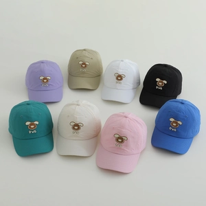 Quick-dry breathable kids baseball caps with puppy embroidery in eight vibrant colors