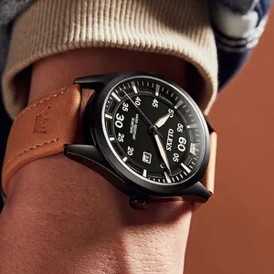 Men Quartz Watch Alloy Case Leather Strap 30M Waterproof Luminous Date Calendar Business Casual Fashion Wristwatch