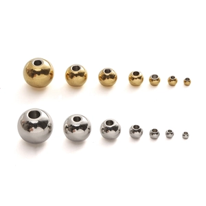 Polished gold and silver stainless steel loose beads in various sizes for DIY jewelry making