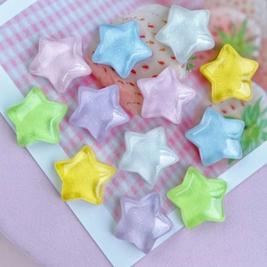 Glittery translucent resin star charms in pastel colors for DIY phone cases and hair clips