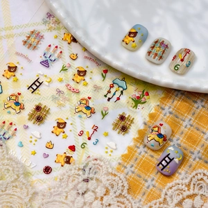 Cute Japanese cartoon nail stickers M-1137 with bears and horses for DIY nail art design