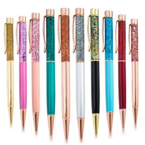 Luxury Crystal Ballpoint Pen Metal Rose Gold Glitter Gold Foil Filling Office Stationery Business Gift Accessories