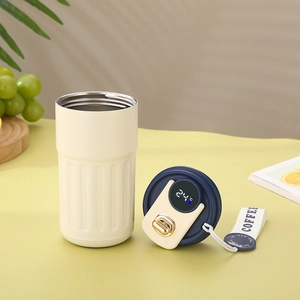 Smart 316 stainless steel coffee thermos with LED temperature display and fabric strap