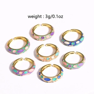 Verstellbare vergoldete Emaille-Ringe im China-Stil, verschiedene Farben, wiegt 3g
