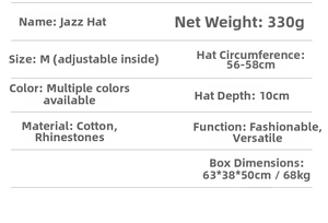 Detailed view of rhinestone embellishments on the vintage jazz hat with cotton fabric