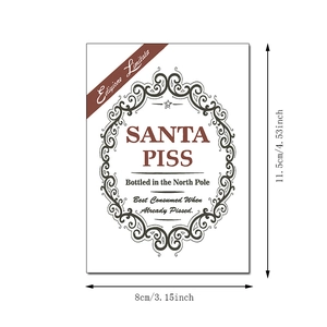 Détail montrant les dimensions de l'étiquette de vin de Noël 8x11,5 cm au style rétro