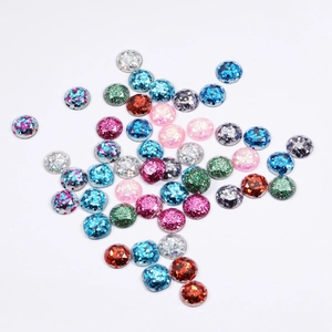 Resin Cabochons Flatback Glitter Sequin Colorful Sparkly DIY Jewelry Making Accessories Handcrafted Decoration Supplies