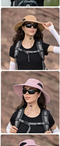 Dettaglio cappello da sole outdoor con rete traspirante e cinturino sottogola regolabile