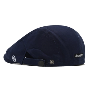 Dark blue cotton beret hat with since 1991 embroidery and adjustable side buckle strap