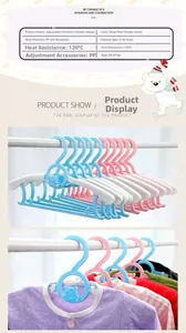 Detailed size chart for adjustable child hangers showing 29cm to 37cm length range