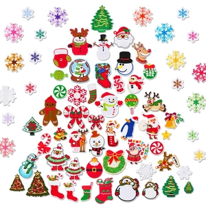 Christmas Embroidery Patches Fabric Iron On Sew On Applique Santa Snowman Reindeer Snowflake Festive Decoration For DIY Clothes Backpacks Hats