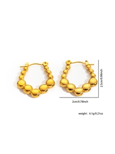 Detailansicht der goldenen Titan-Ohrringe im Bubble-Design mit Maßen und Gewichtsinfos