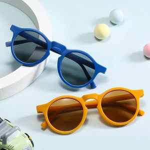 Occhiali Da Sole Rotondi Per Bambini Protezione UV400 Retrò Opaco Montura PC Moda Per Ragazzi Ragazze All'aperto