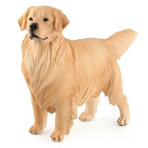 Lifelike Golden Retriever dog figurine with detailed golden fur texture for kids