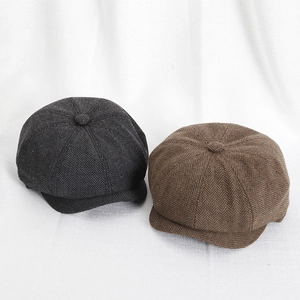 Casquettes octogonales classiques à chevrons en gris foncé et marron