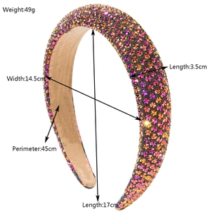Sparkly multi-color rhinestone sponge headband with high top design for women fashion