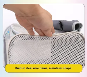 Détail du sac de transport pour chat montrant le cadre en fil d'acier pour le maintien