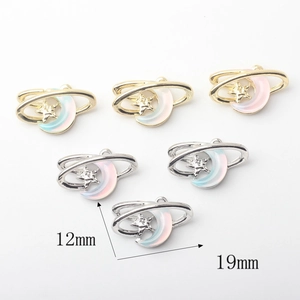 Star and moon alloy pendant with iridescent resin inlay for DIY jewelry, 12mm by 19mm size