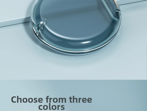 Close-up of translucent blue three-layer orthodontic retainer box with minimalist design