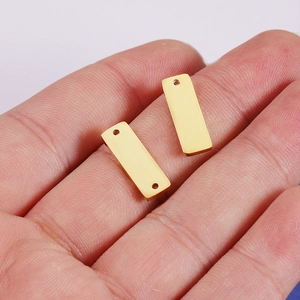 Pendentifs rectangulaires polis en acier inoxydable doré pour la création de bijoux