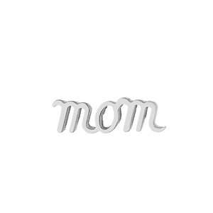 Pendentif MOM en acier inoxydable argenté poli avec finition brillante et design minimaliste