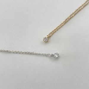 Minimalist 925 sterling silver necklaces with sparkling zircon pendants in gold and silver