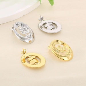 Minimalistische ovale hohle Blattohrringe aus Edelstahl in Gold und Silber