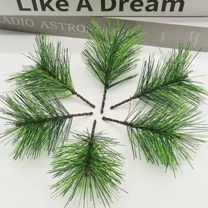 Artificial Pine Needles PVC Green Pine Branches For Christmas Tree Decoration Handmade DIY Floral Accessories Greenery Props