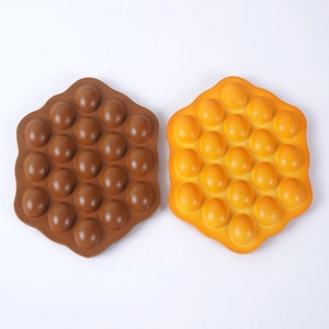 PU simulation egg waffle toys in brown and orange for market window display