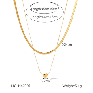 Detailed size specifications for 18k gold double layer snake chain necklace for women
