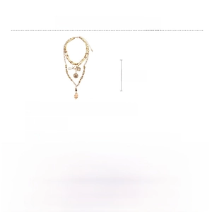 Detailed dimensions of bohemian multi-layer beaded necklace with alloy and wood beads