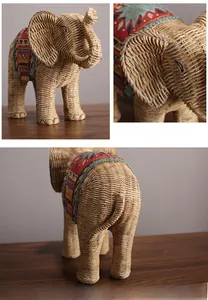 Détails de l'ornement d'éléphant rétro avec texture tressée et selle en tissu ethnique