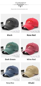 Detailed grid of vintage washed cotton baseball caps with Sagittarius embroidery